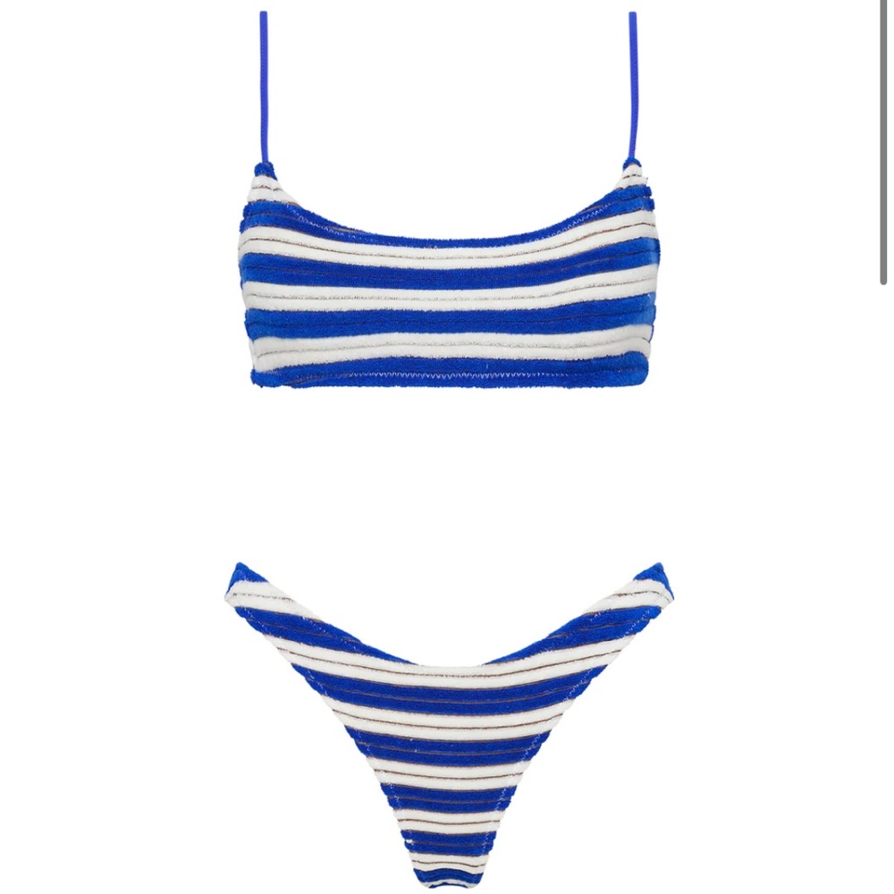 Blue and white striped triangl bikini MICA JOLY